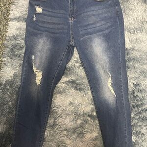 Women's Blue Distressed Jeans